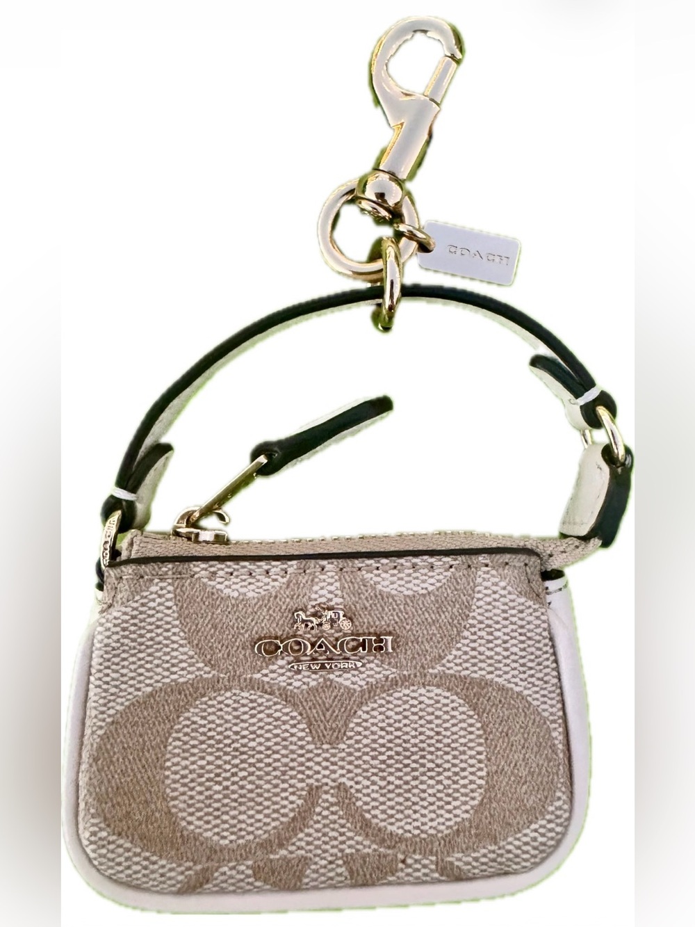 Coach Mini Lolita Bag in Beige / White Signature Keychain Gold Hardware - NWOT - Picture 3 of 13